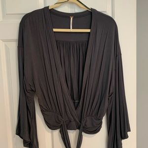 soft free people grey cross front top